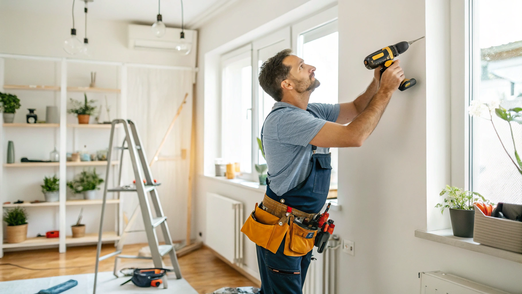 Professional technician doing precise woodwork repair